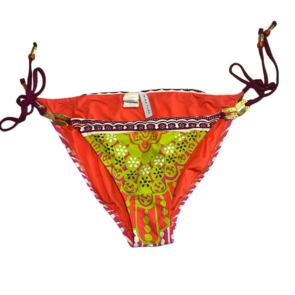 Trina Turk Electric Trellis Side Tie Hipster Bikini Bottom Multi-Color Retro Geo